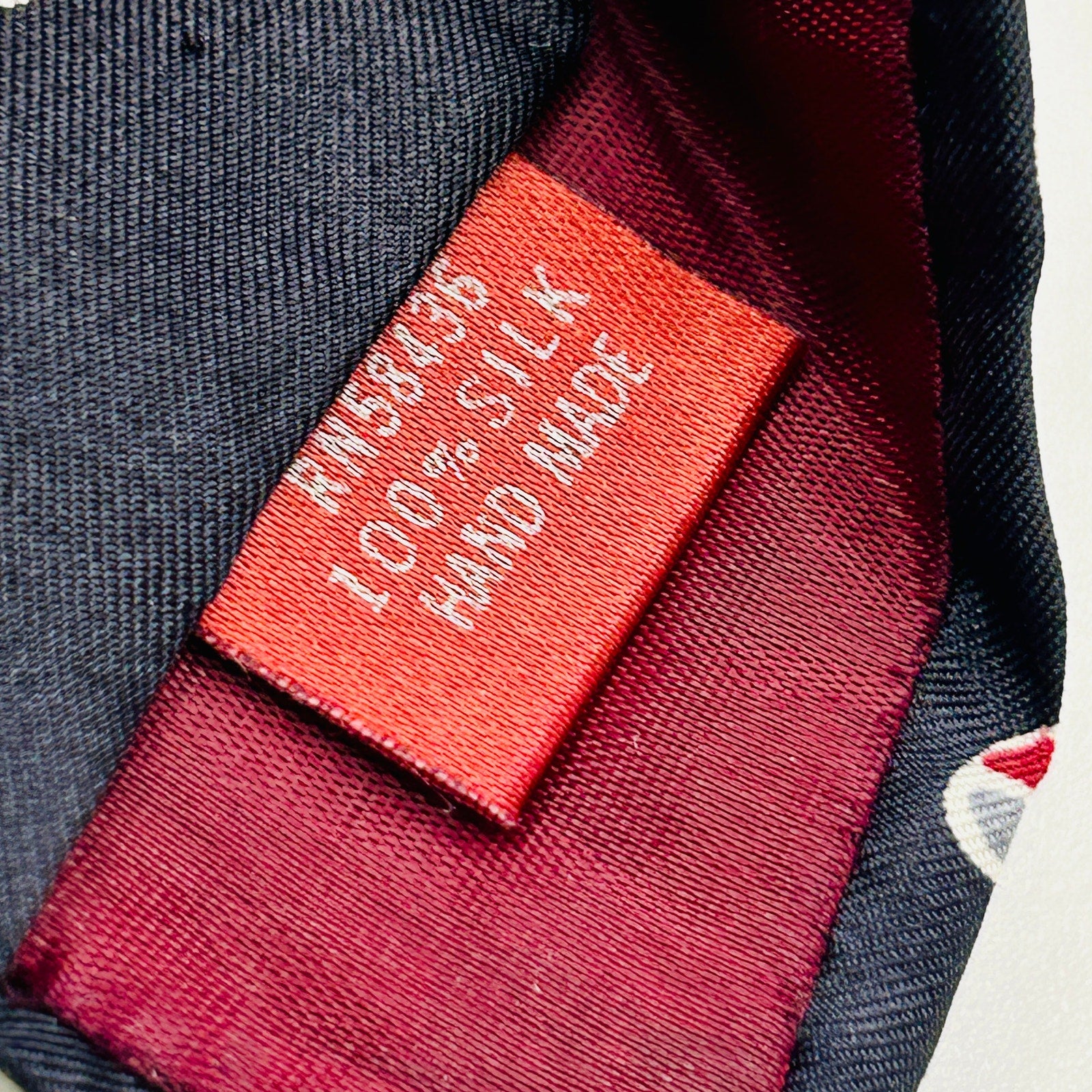 Vintage 80s Lanvin Paris Navy Blue Red White Polka Dot Silk Skinny Tie