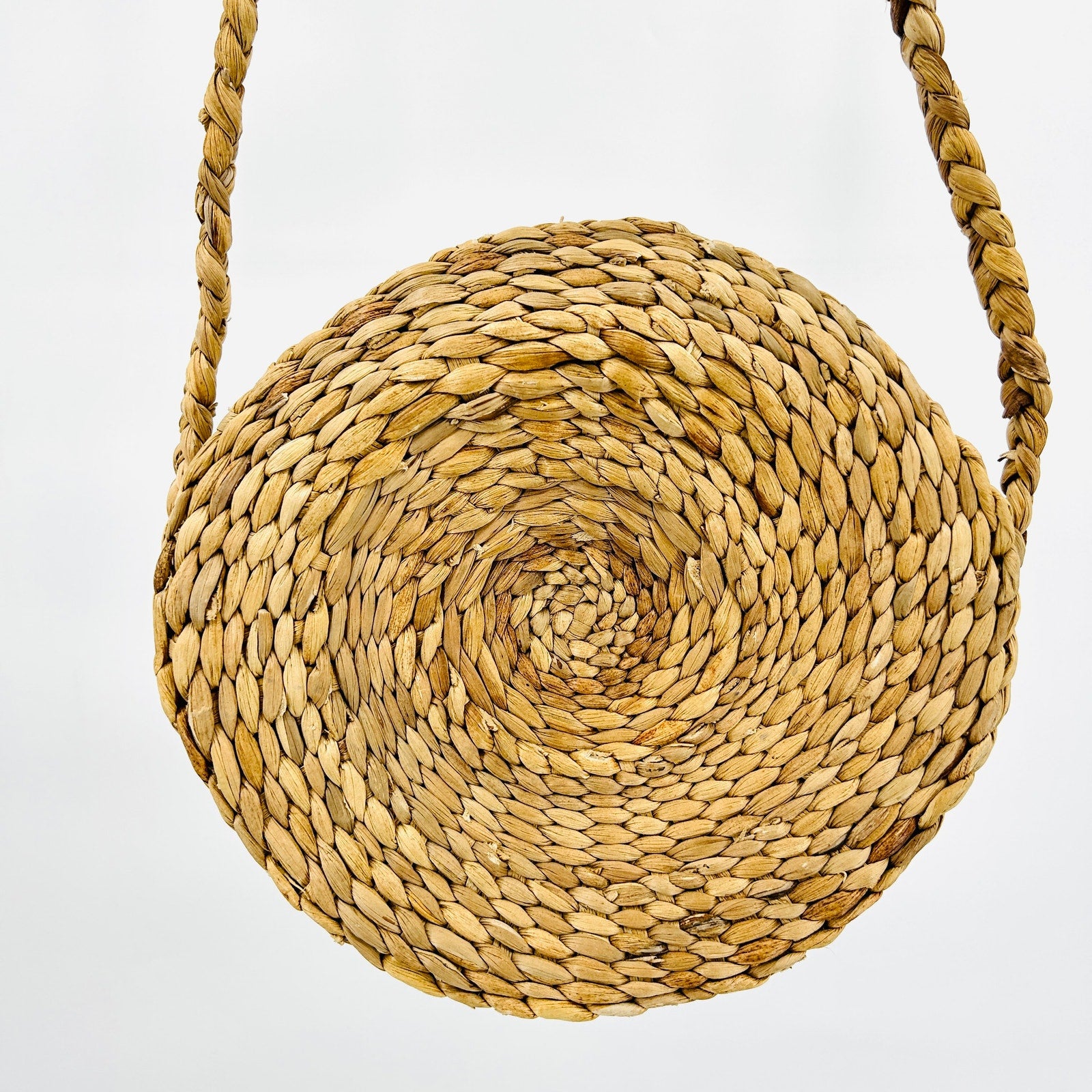 Natural Woven Straw Oversized Round Shoulder Purse Bag