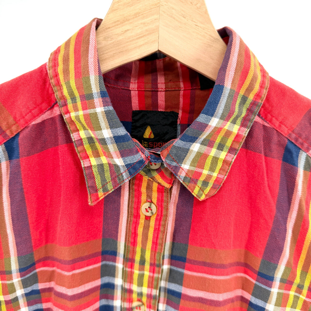 Vintage 90s Lizsport by Liz Claiborne Red Plaid 100% Cotton Flannel Shirt