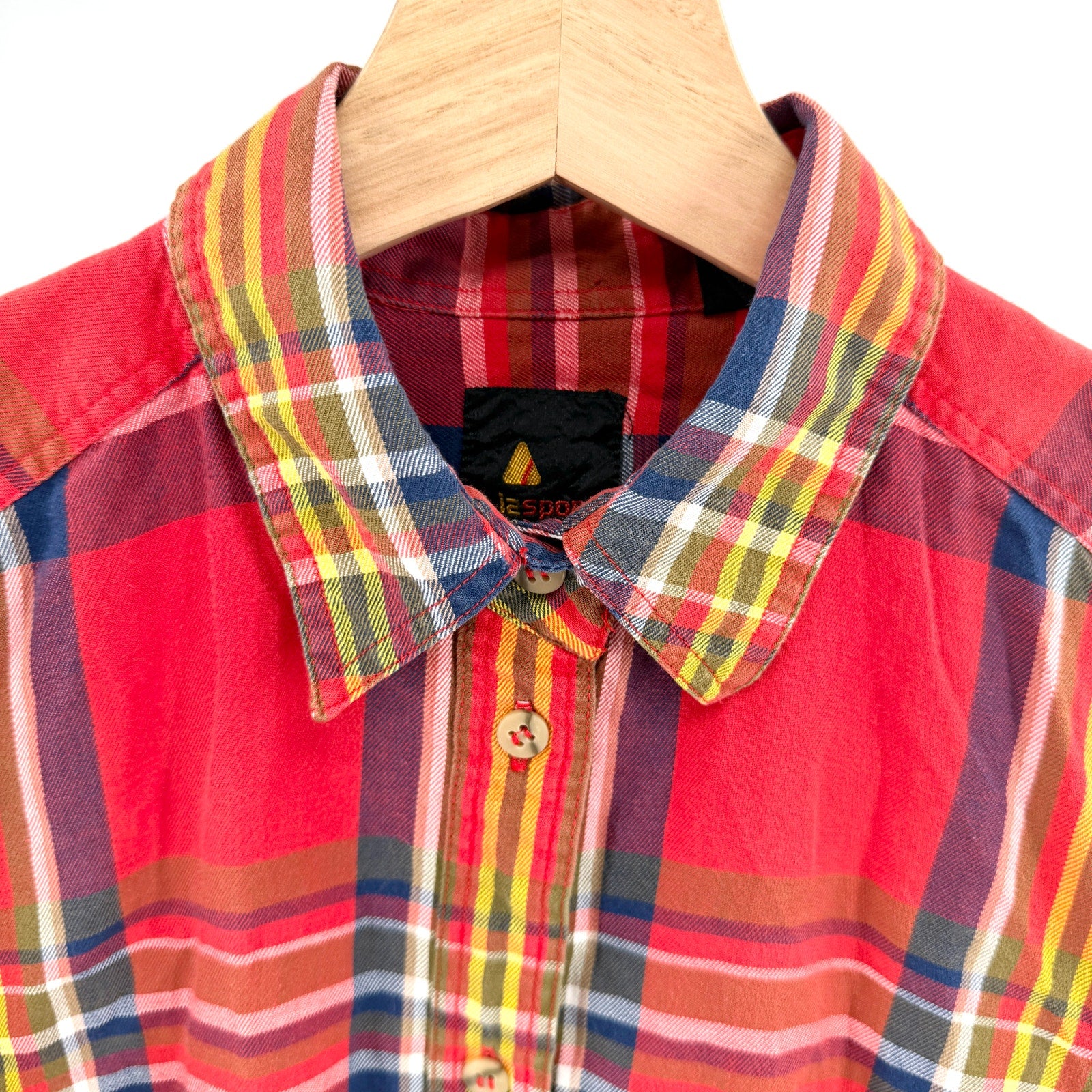 Vintage 90s Lizsport by Liz Claiborne Red Plaid 100% Cotton Flannel Shirt
