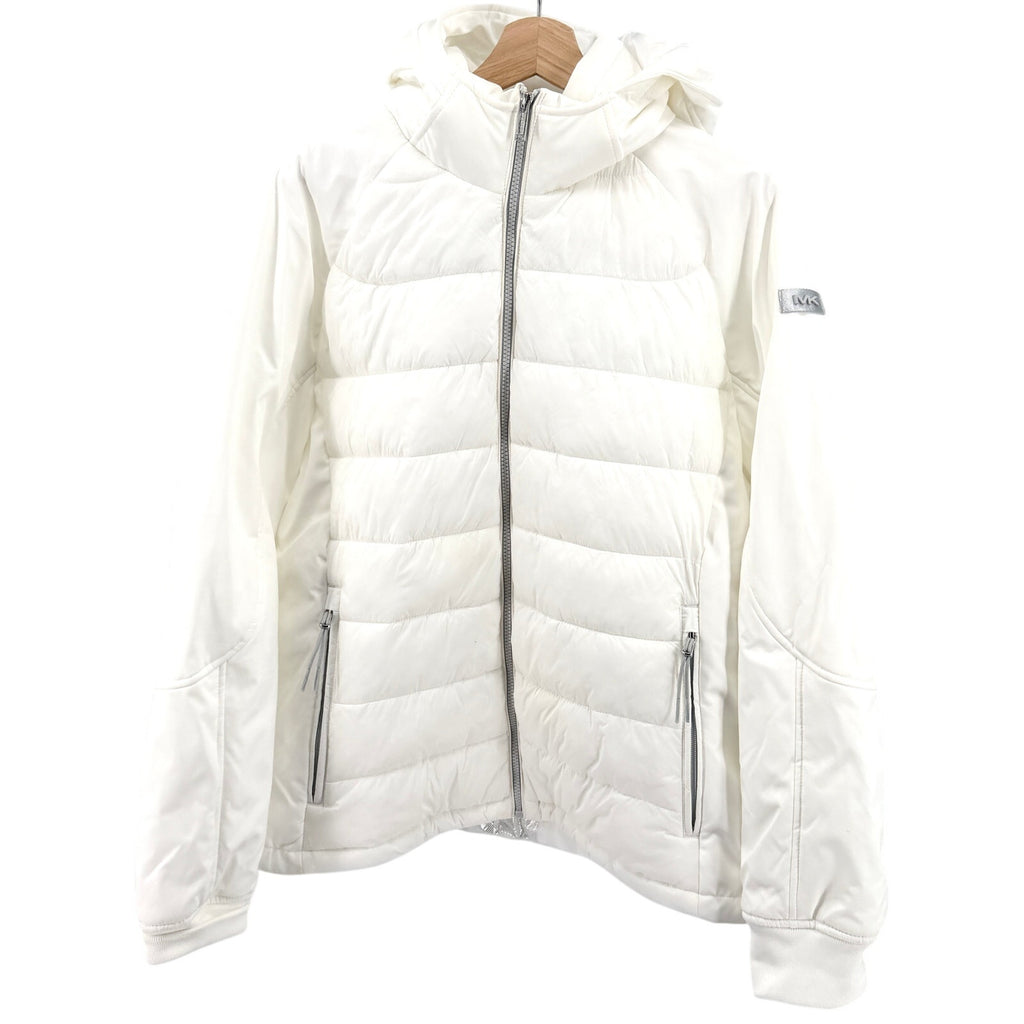 Michael Kors White Hooded Sporty Ski Puffer Parka Jacket
