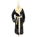 NWT Miss Selfridge Black Cream Faux Shearling Double Breasted Trenchcoat