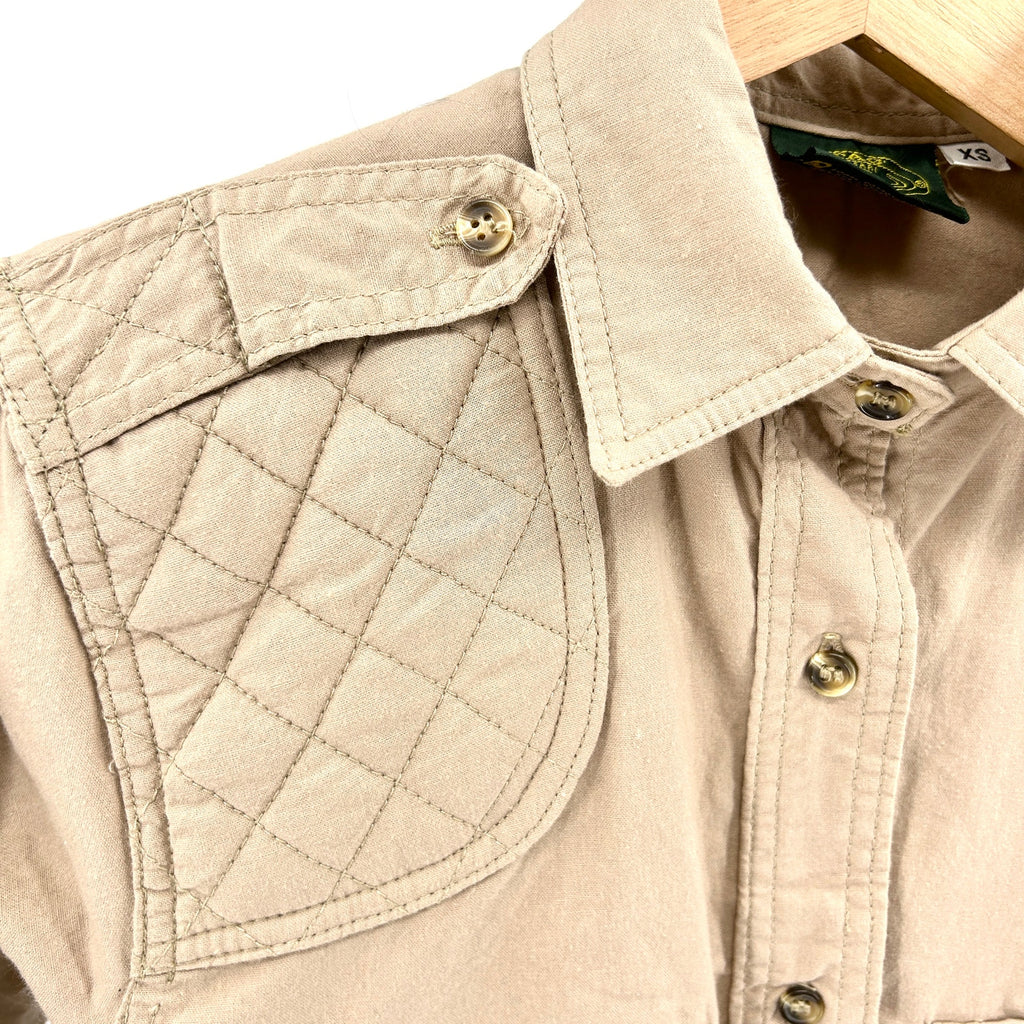 TAG Safari Khaki Utility Quilted Shoulder Button-Up Shirt