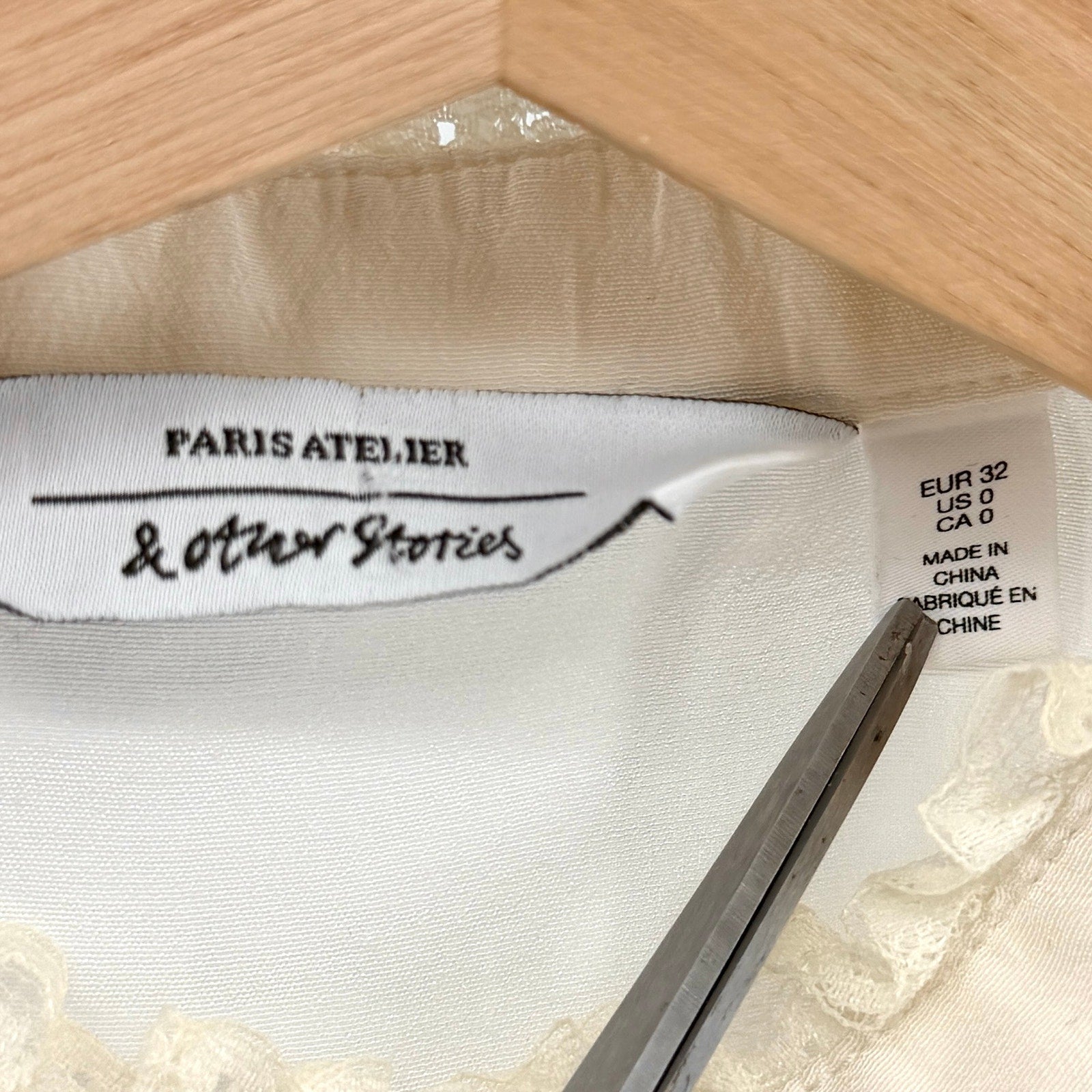 & Other Stories Paris Atelier Cream Lace Pintuck Button Down Blouse