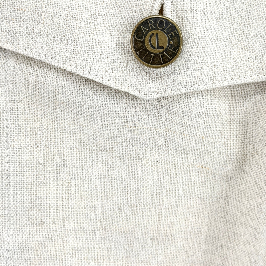 Vintage Y2K Carole Little Beige 100% Linen Trucker Jacket