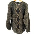 Vintage 90s Peter England Black Brown Textured Cable Knit Handmade Sweater