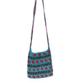 Vintage 90s Blue Graphic Woven Handmade South American Crossbody Bag