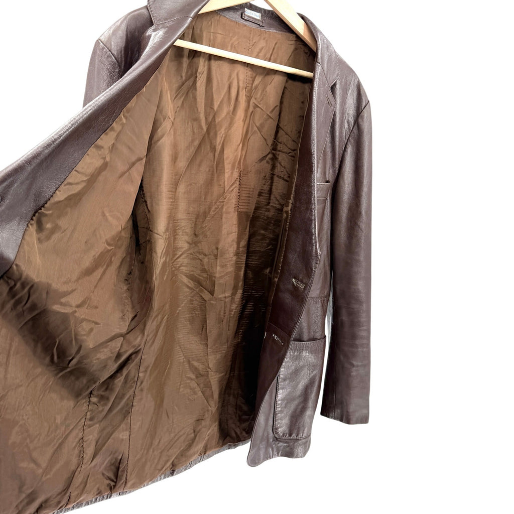 Vintage 70s Dark Brown Genuine Leather Spanish Blazer