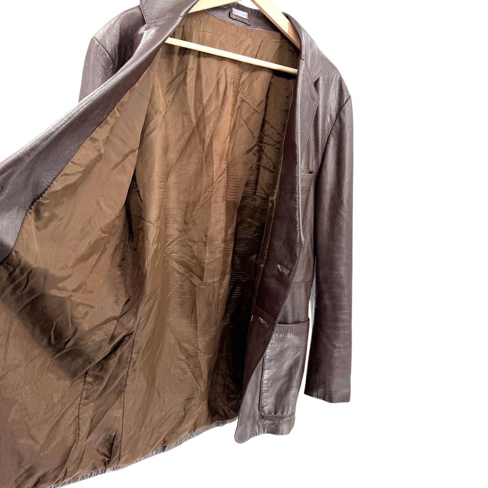 Vintage 70s Dark Brown Genuine Leather Spanish Blazer