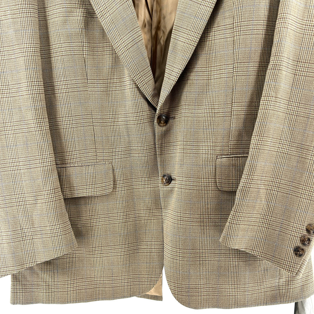 Vintage 90s Burberry Tan Wool Plaid Classic Tailored Blazer