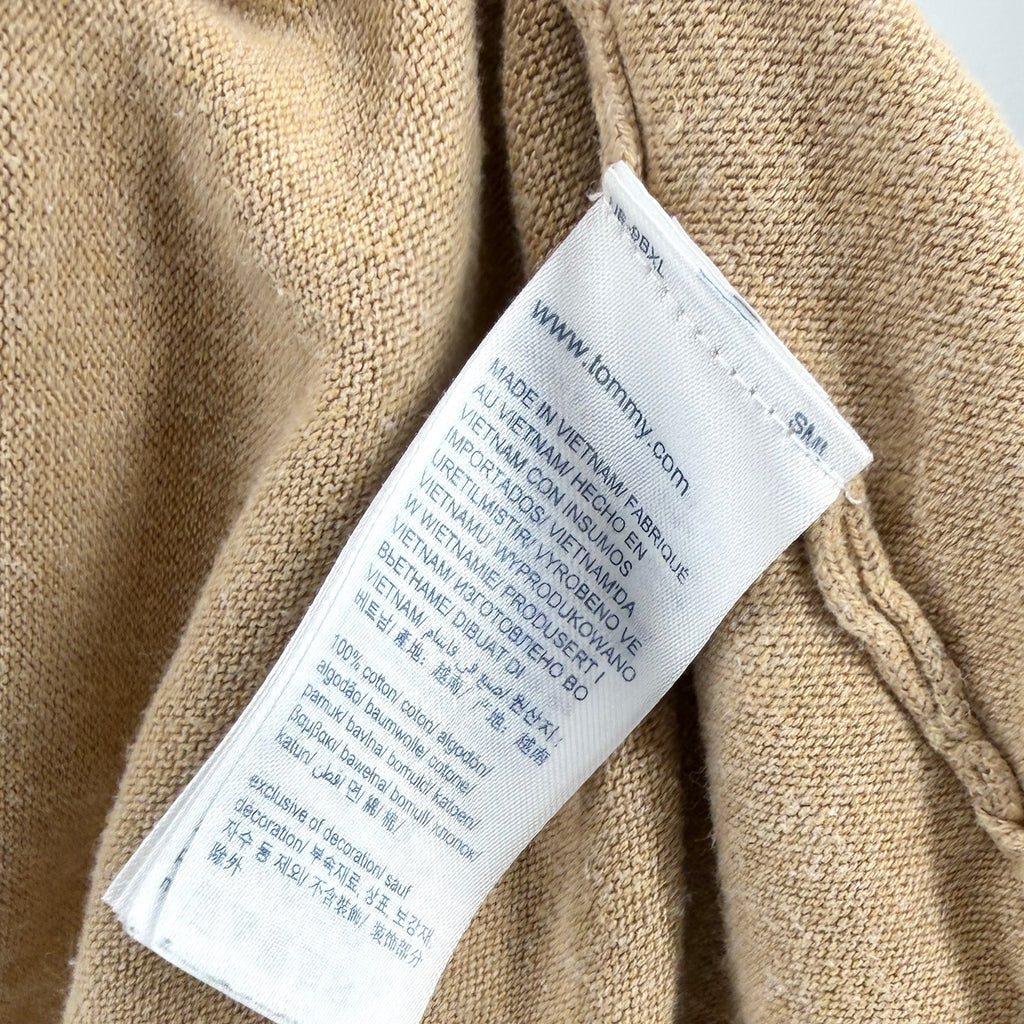 Tommy Hilfiger Camel Tan 100% Cotton Magnetic Snap Cardigan Sweater