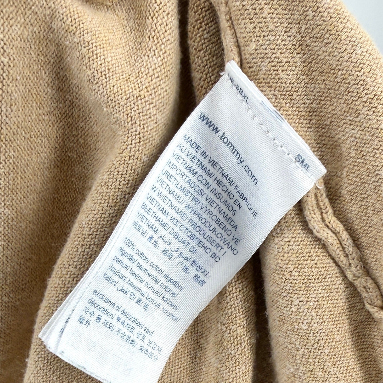 Tommy Hilfiger Camel Tan 100% Cotton Magnetic Snap Cardigan Sweater