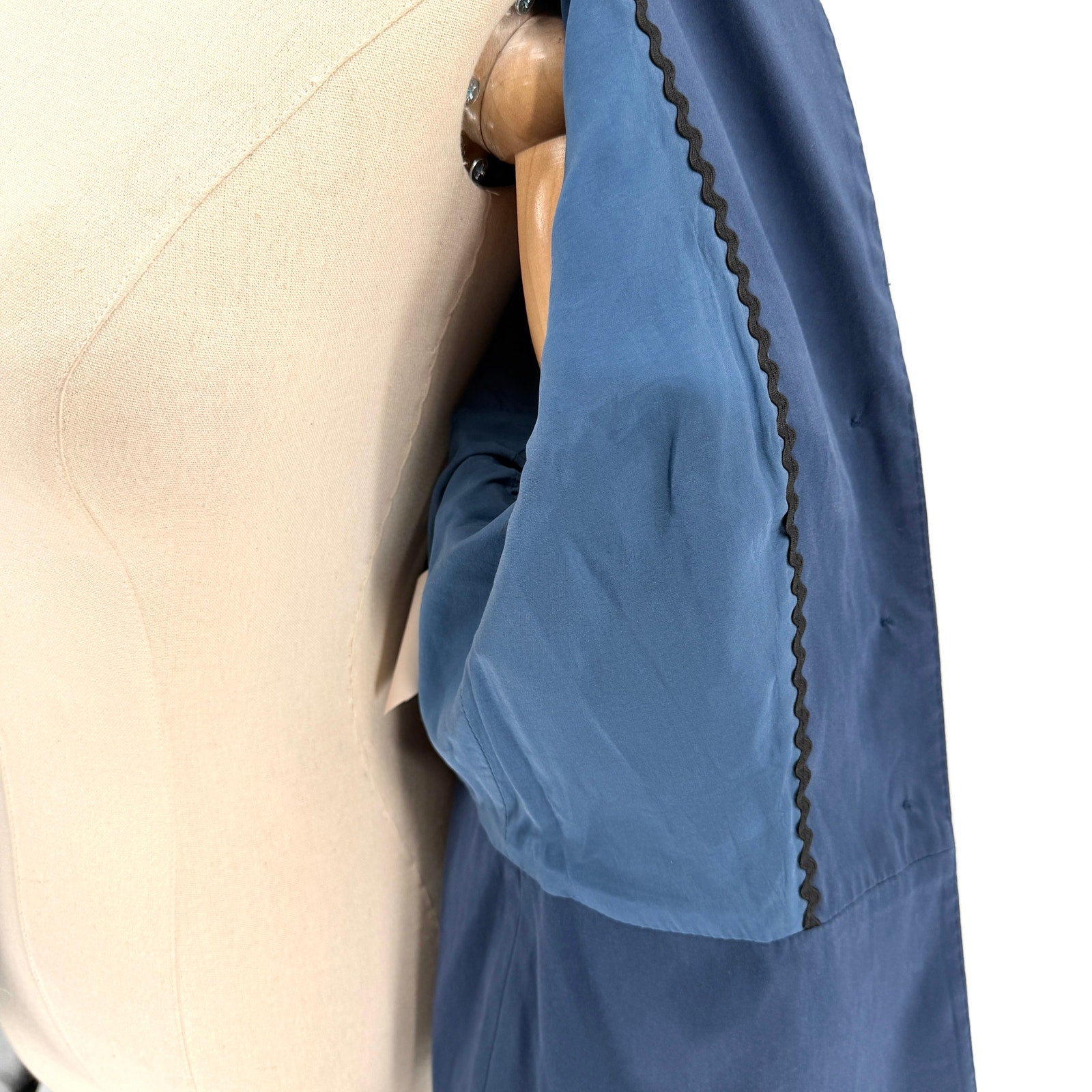 Piazza Sempione Navy Blue Cotton Blend Tailored Blazer Jacket