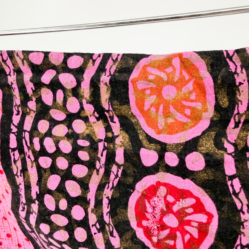 Vintage 90s Handmade Pink 100% Cotton African Wax Print Pencil Maxi Skirt