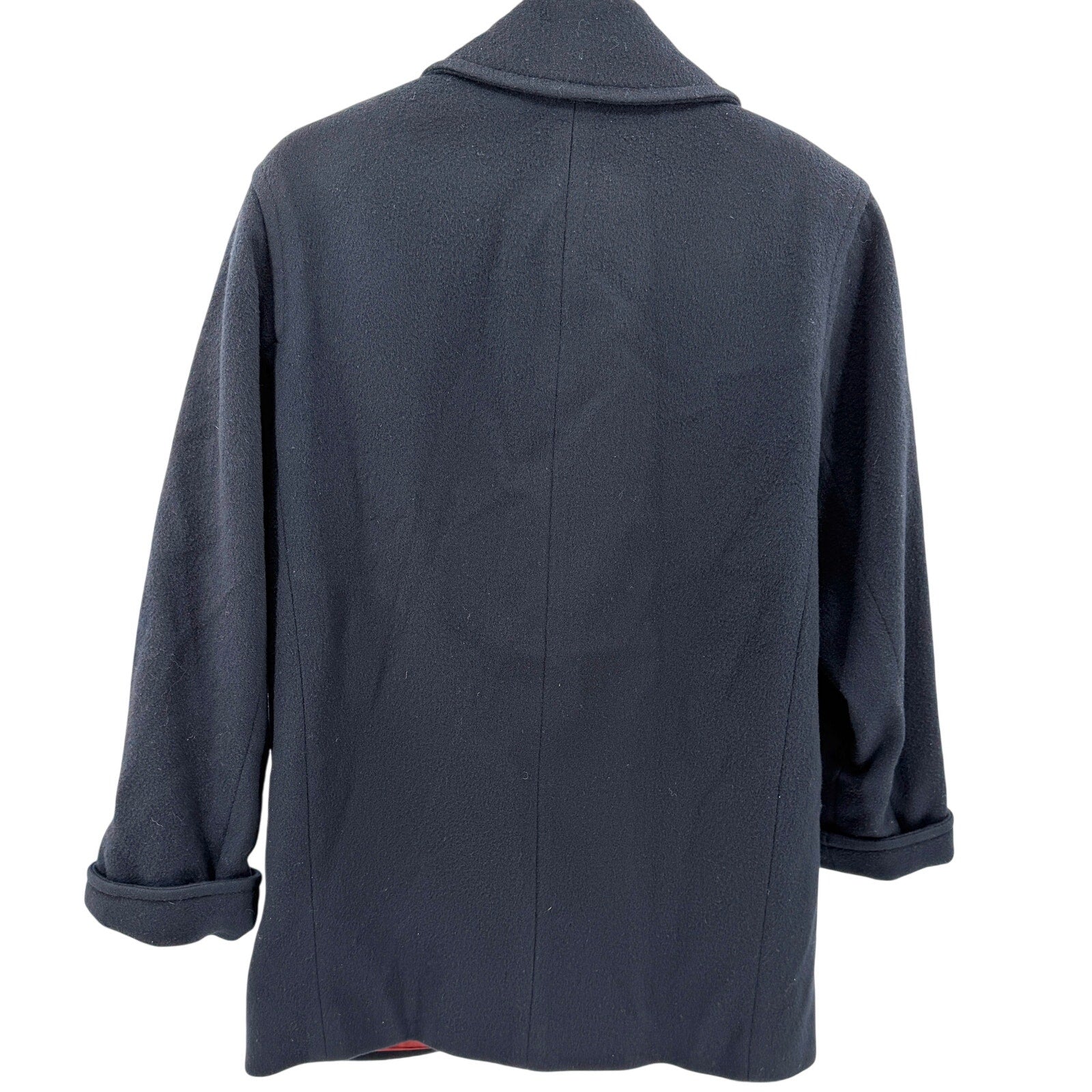 Vintage 90s Anne Klein II Navy 100% Wool Double Breasted Peacoat Jacket