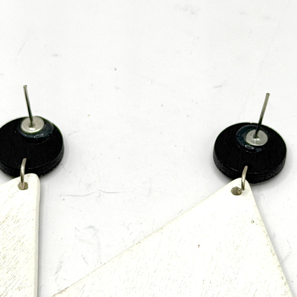Vintage 90s Printed Wood Gustav Klimt Tree of Life Geometric Drop Earrings