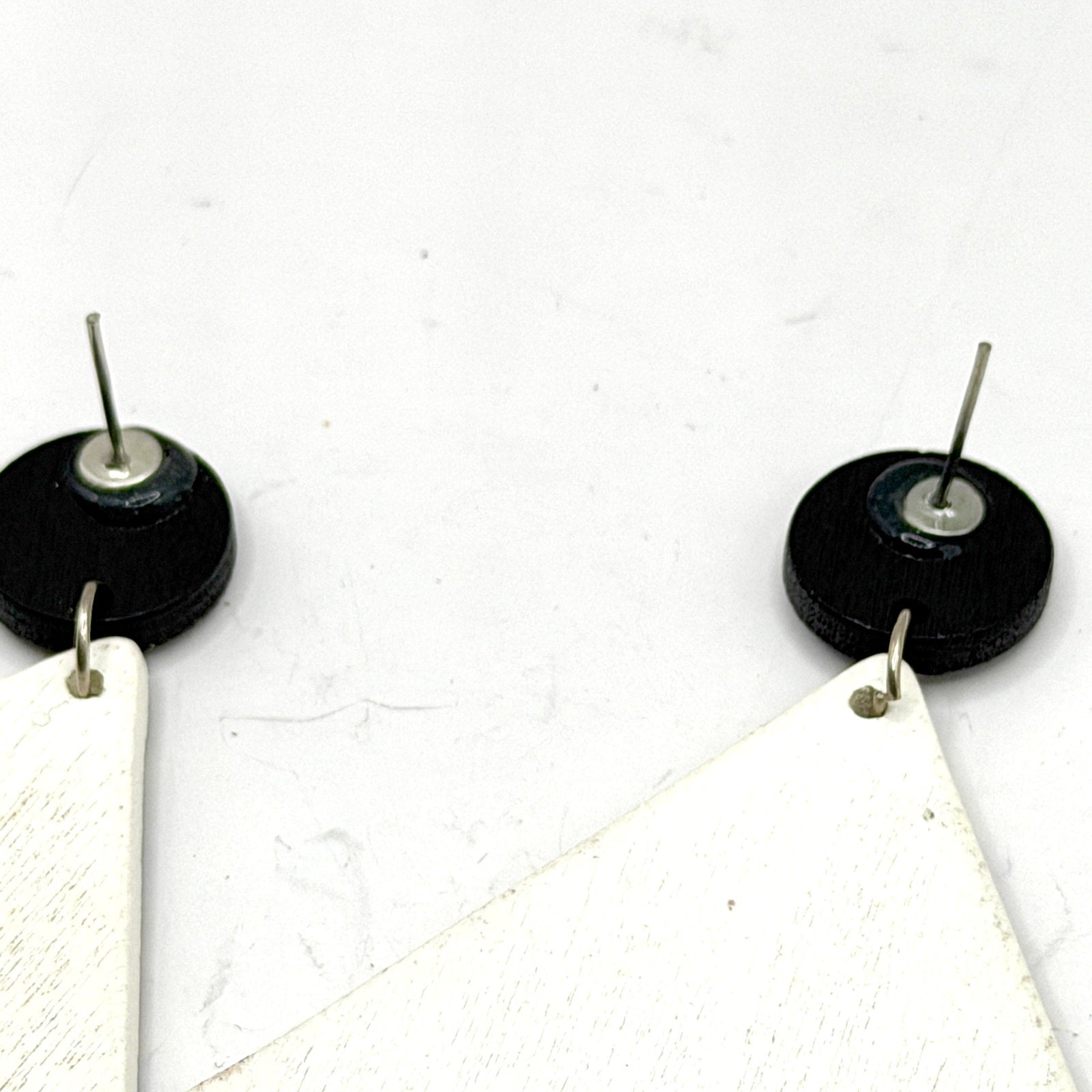 Vintage 90s Printed Wood Gustav Klimt Tree of Life Geometric Drop Earrings