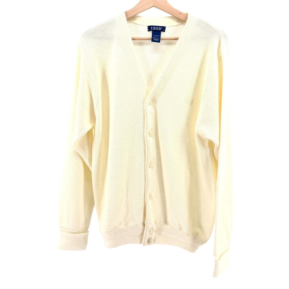Vintage 90s IZOD Preppy Golf Cream Chest Logo Cardigan Sweater