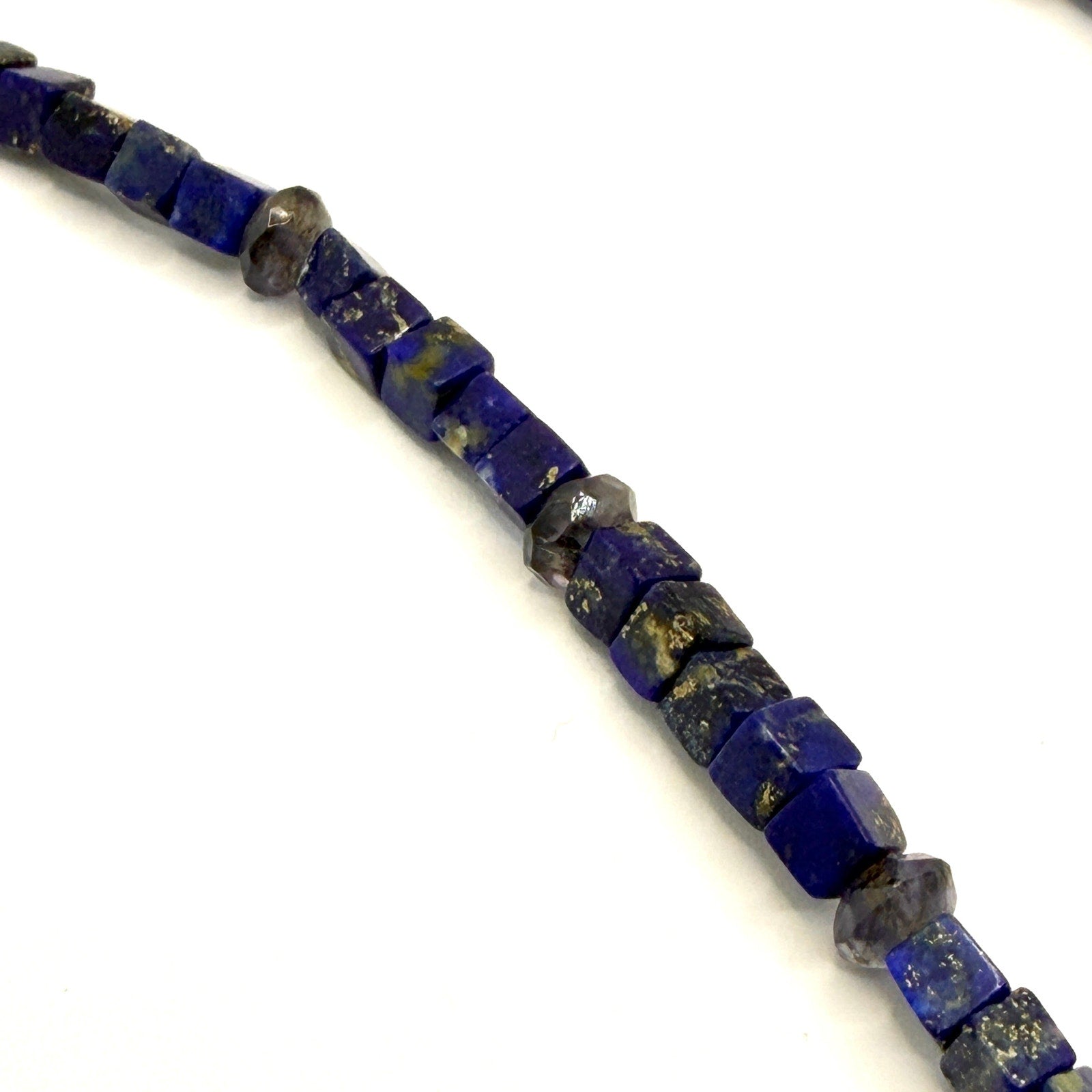 Vintage 90s Sterling Silver Lapis Lazuli Cube Beaded Statement Necklace