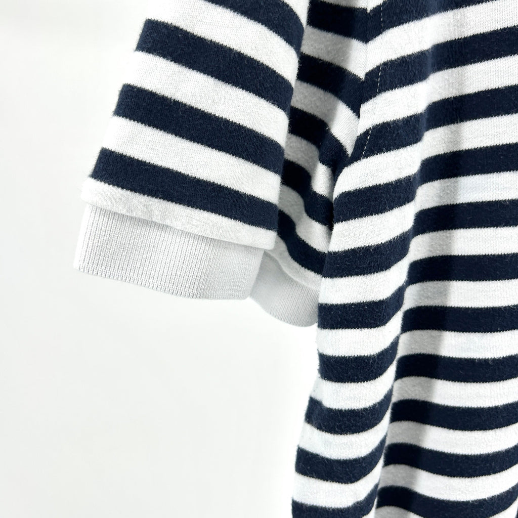 Y2K Nautica Navy White Striped Classic Fit Cotton Polo Shirt