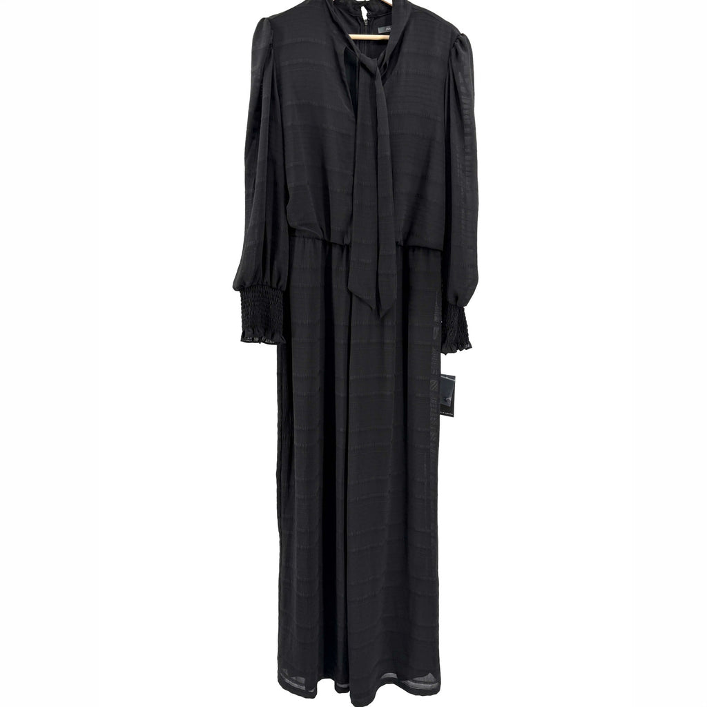 NWT Julia Jordan Black Chiffon Pussybow Wide Leg Jumpsuit