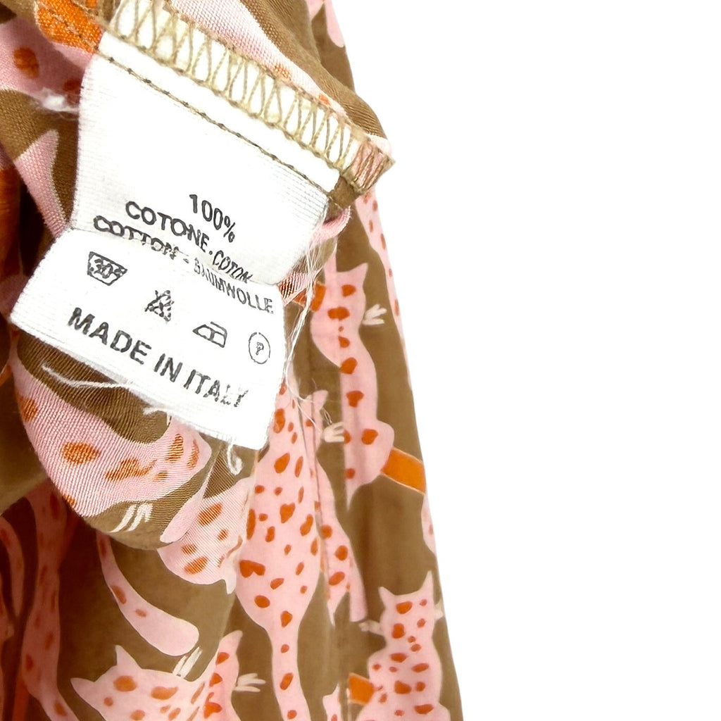 Vintage Y2K Barneys New York Taste Luxury Humor Pink Cat Print Button Down Shirt