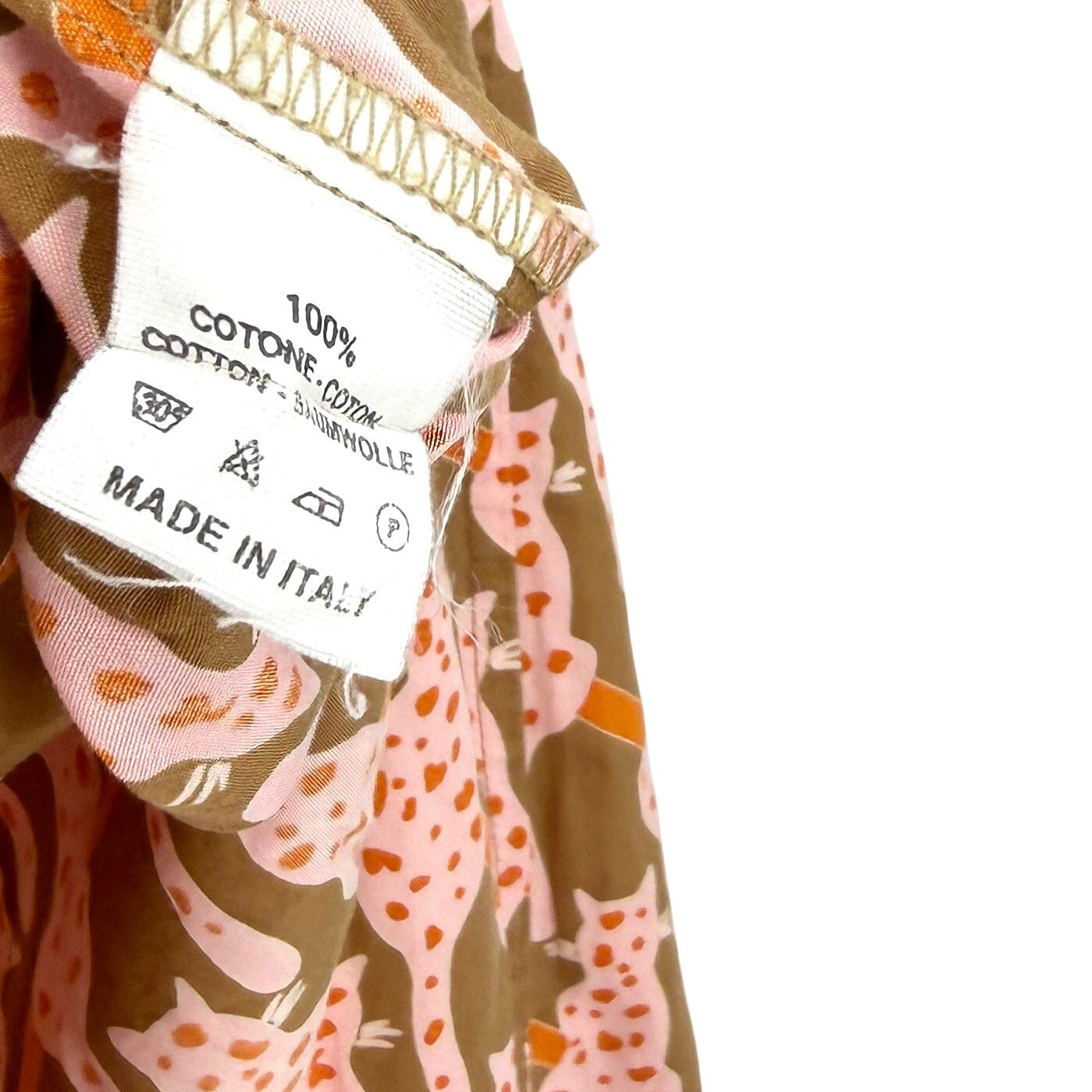 Vintage Y2K Barneys New York Taste Luxury Humor Pink Cat Print Button Down Shirt