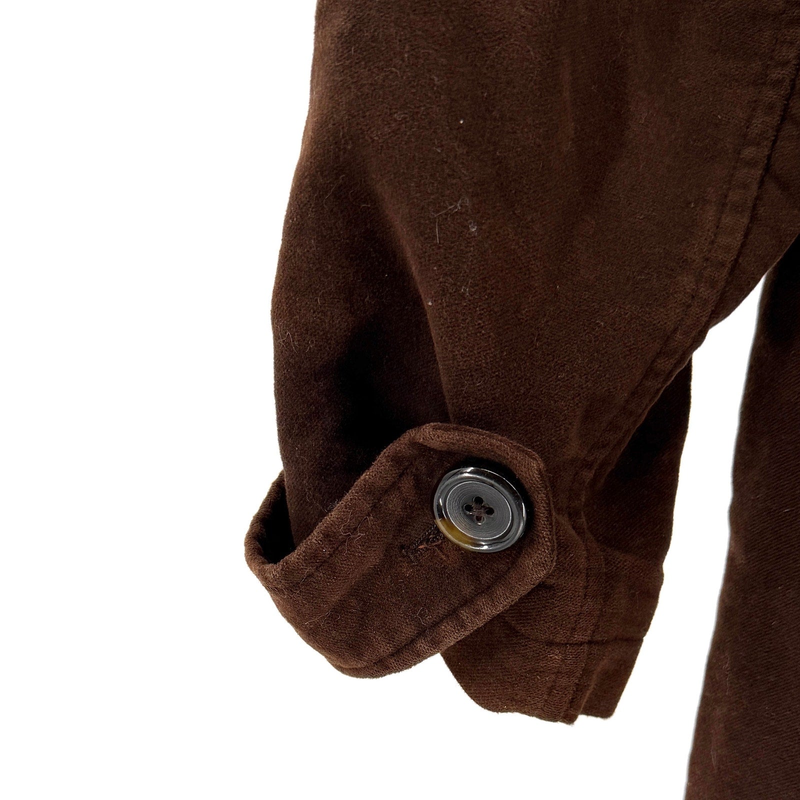 Vintage 90s Gap Brown 100% Cotton Velvet Double Breasted Peacoat