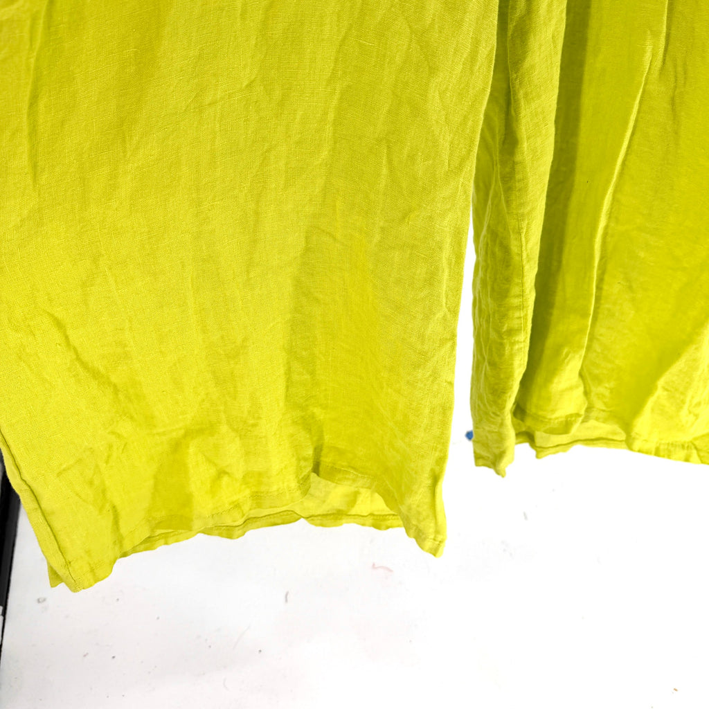 Made in Italy Neon Lime Green 100% Linen Wide Leg Jumpsuit