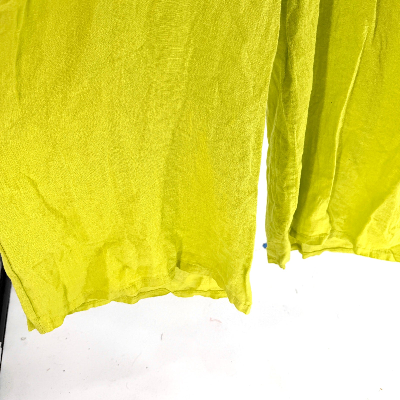 Made in Italy Neon Lime Green 100% Linen Wide Leg Jumpsuit