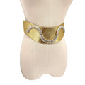 Vintage 80s Henryks Bijoux Gold Genuine Leather Austrian Crystal Belt