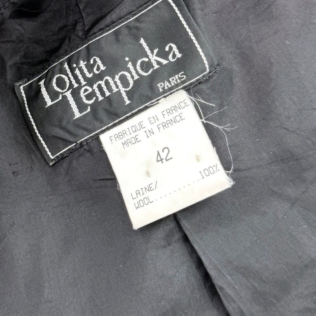 Vintage 80s Lolita Lempicka Black 100% Wool Sharp Tailoring Puff Sleeve Blazer
