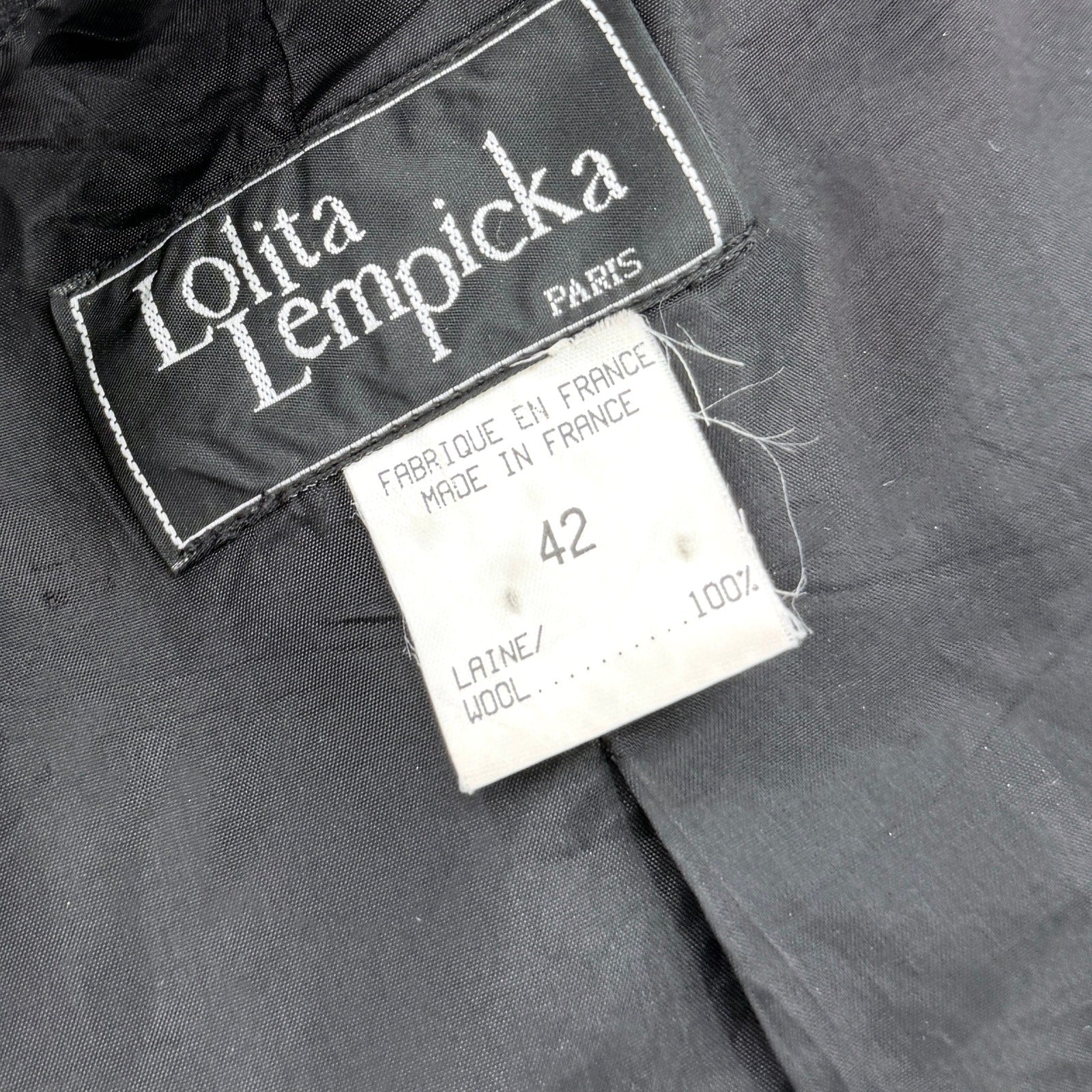 Vintage 80s Lolita Lempicka Black 100% Wool Sharp Tailoring Puff Sleeve Blazer