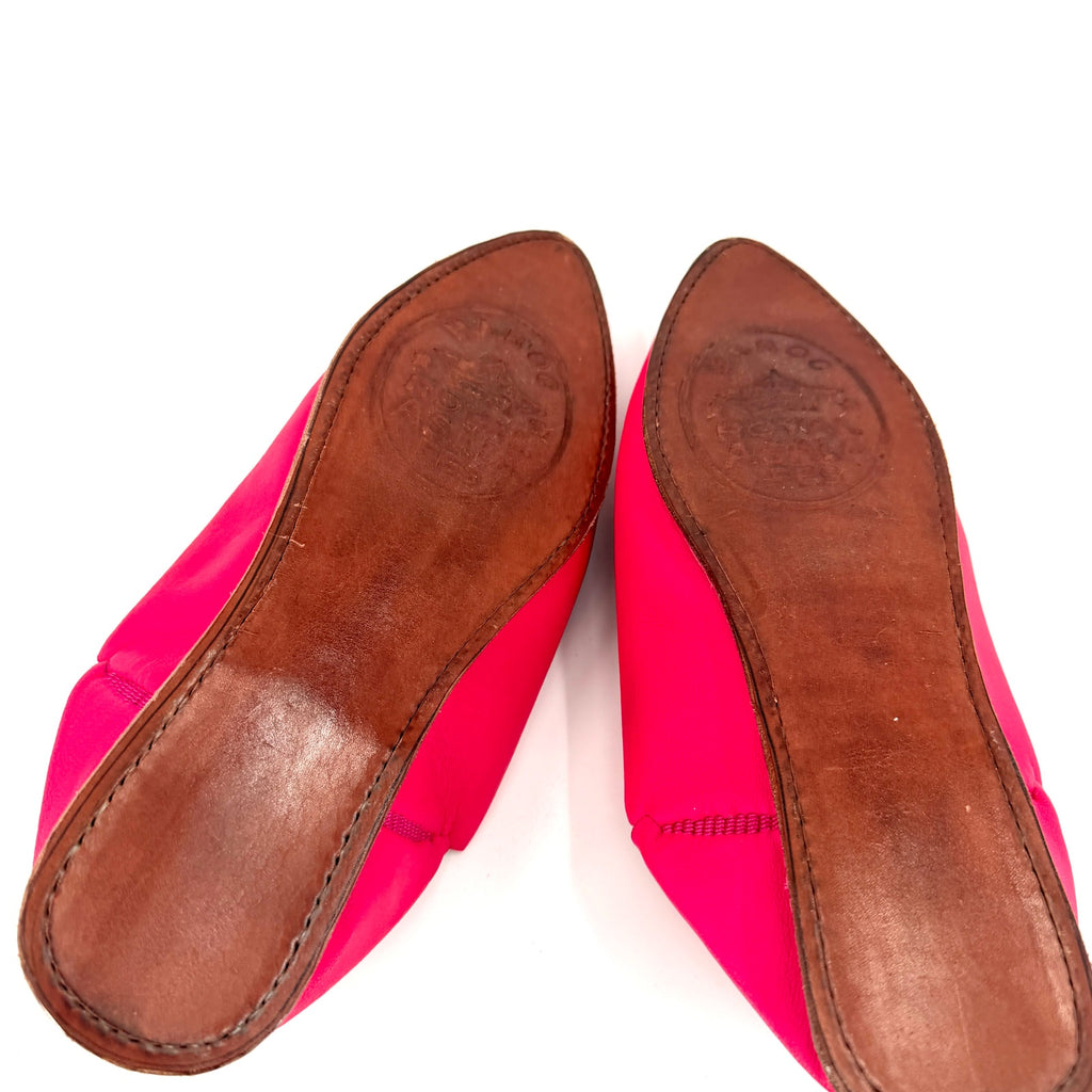 NEW Maroc Royal Asala Fes Hot Pink Genuine Leather Pointed Toe Babouche Mules