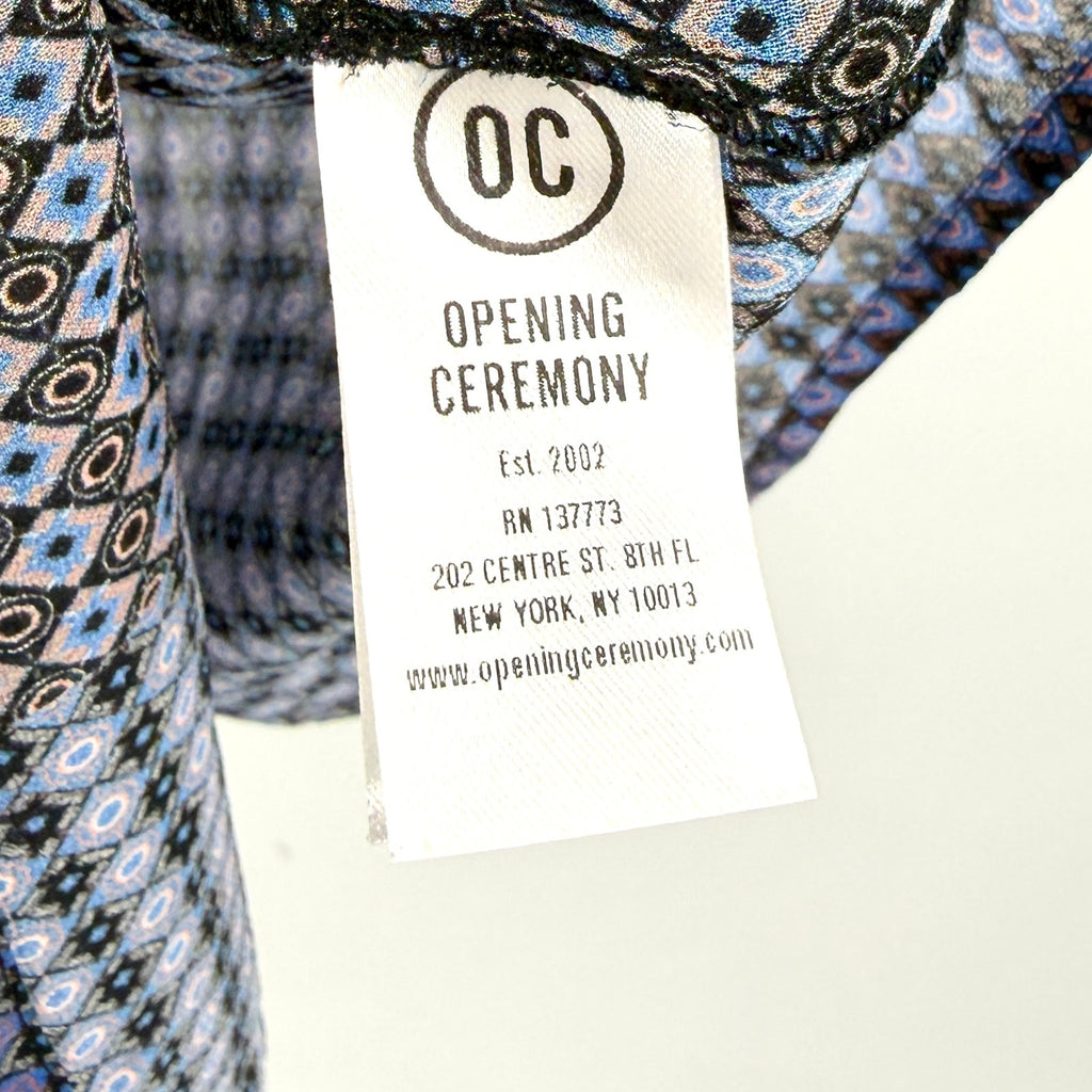 Opening Ceremony Sheer Blue Purple 100% Silk Patchwork Blouse Top