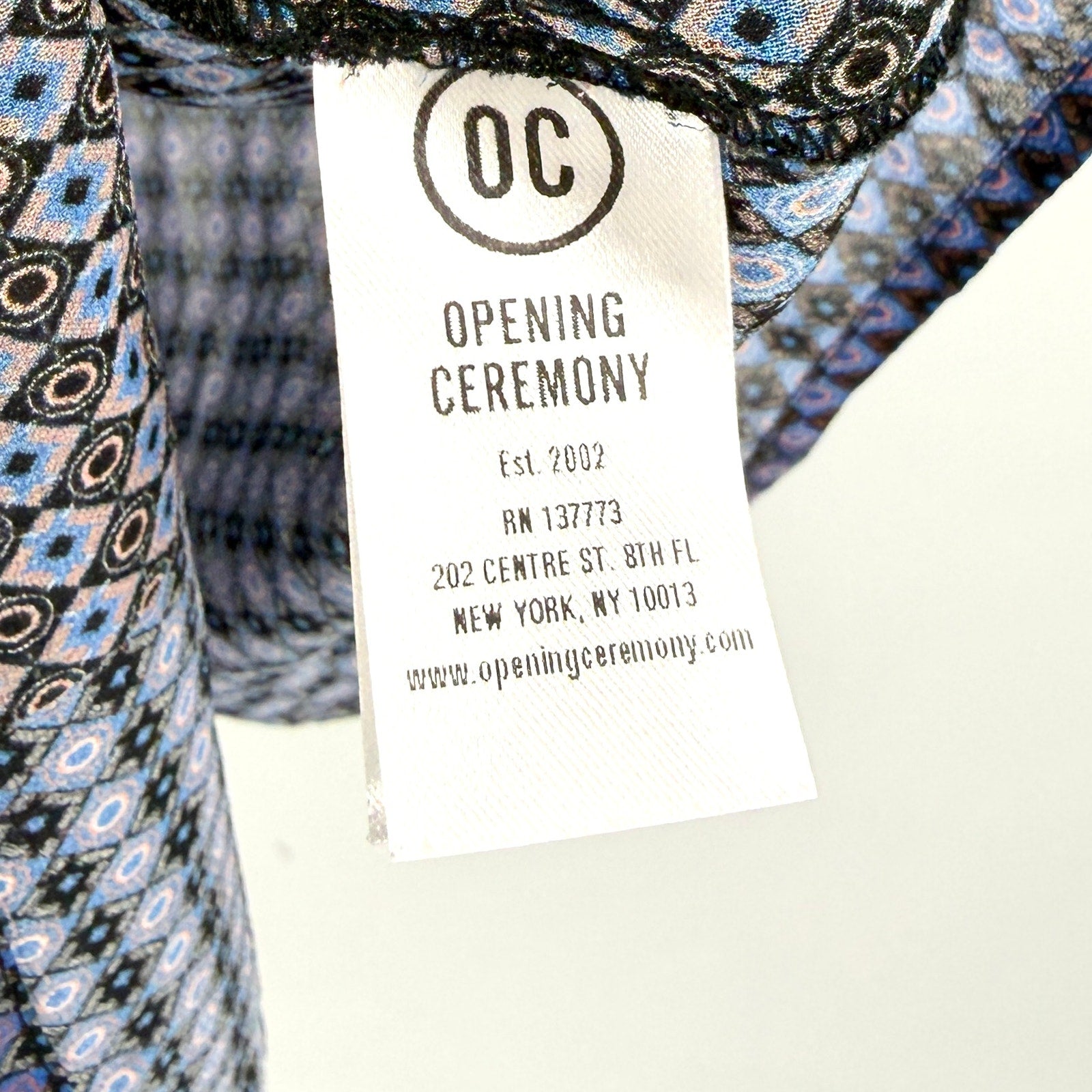 Opening Ceremony Sheer Blue Purple 100% Silk Patchwork Blouse Top