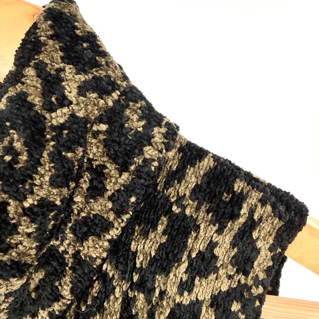 Vintage 90s Jamie Kreitman Olive Black Leopard Chenille Full Zip Sweater Vest