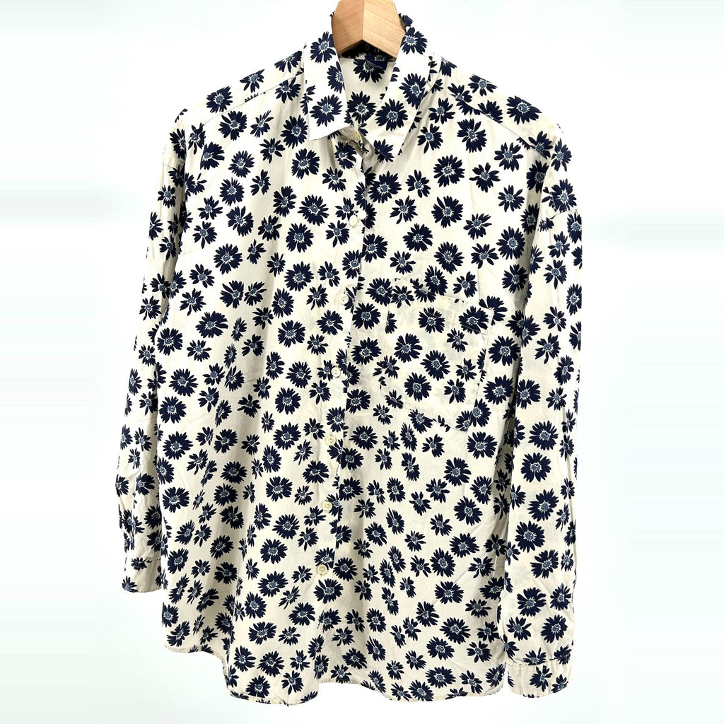 Vintage 90s GAP Navy Ivory Floral 100% Cotton Button Down Shirt