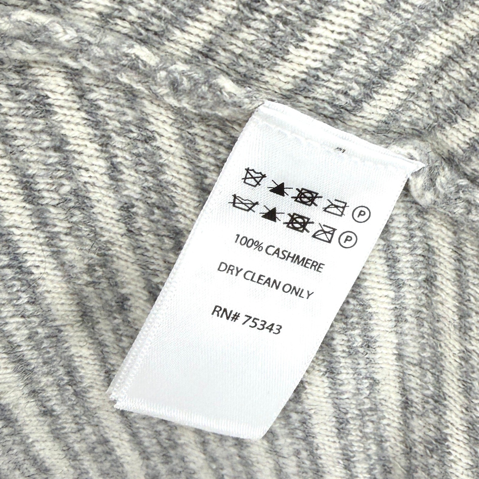 Tahari Gray Striped 100% Cashmere Hooded Cardigan Sweater