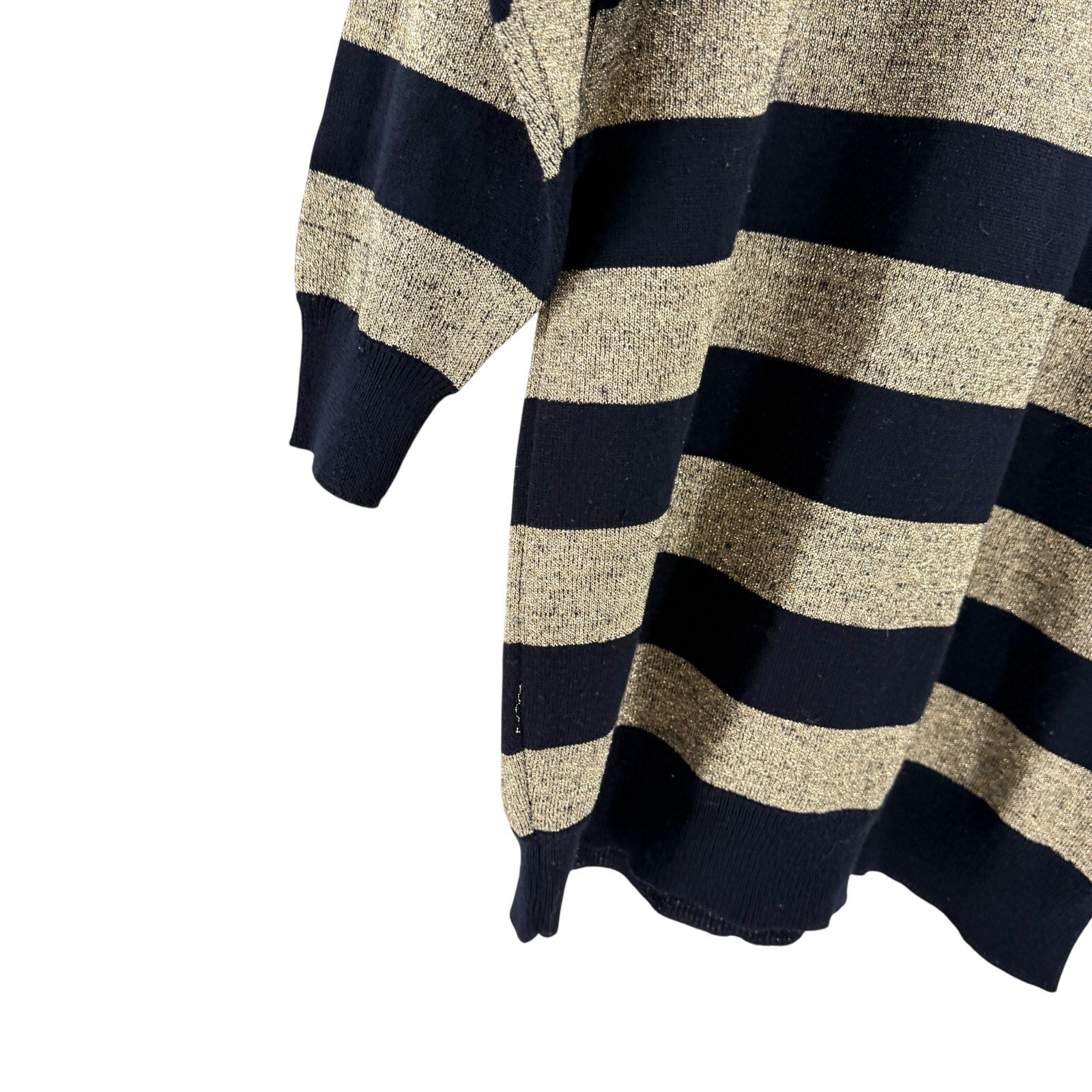Vintage 80s Christine Thomson Black Gold Stripe Oversized Sweater