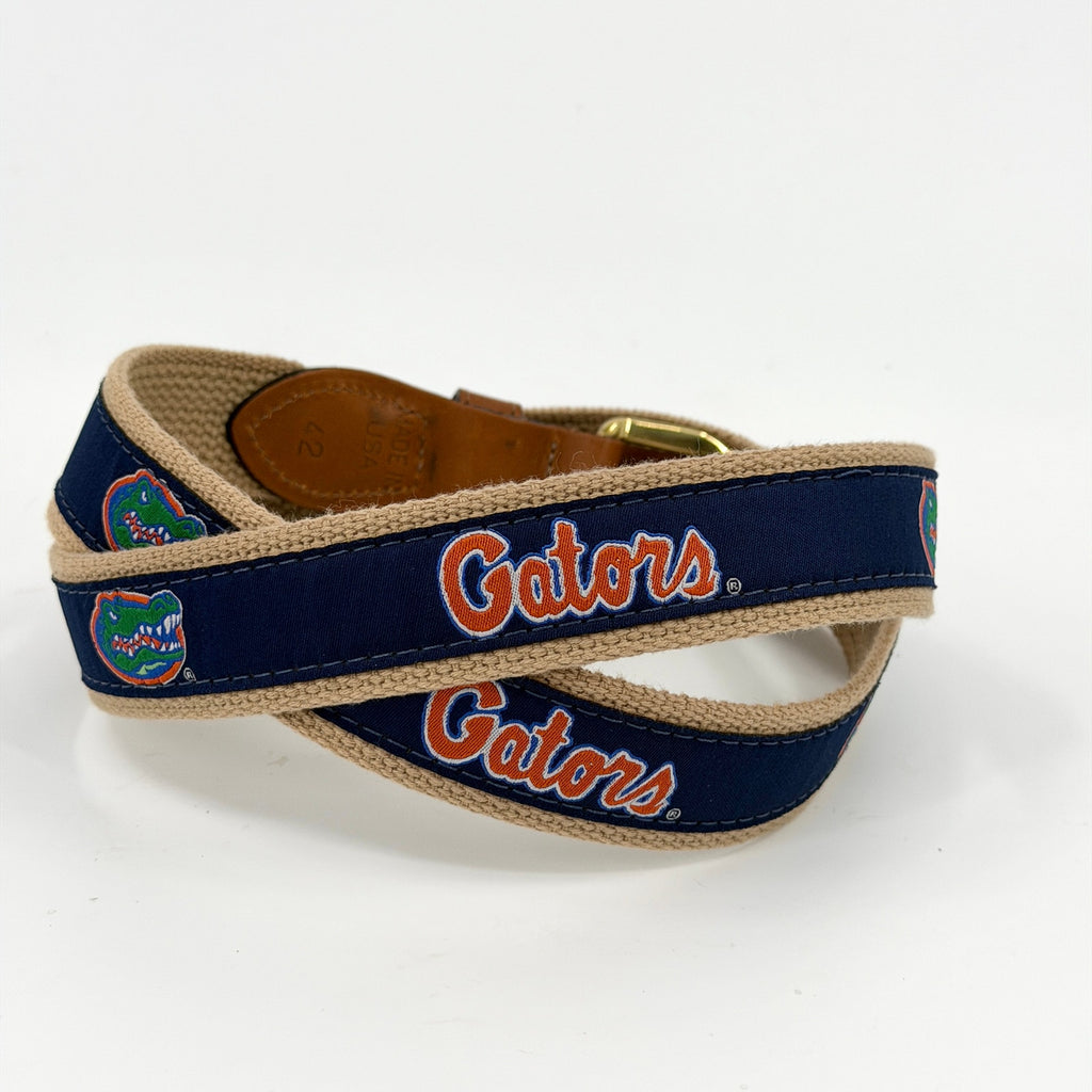 Vintage Y2K Zap-Pro Navy Florida Gators Genuine Leather Ribbon Belt