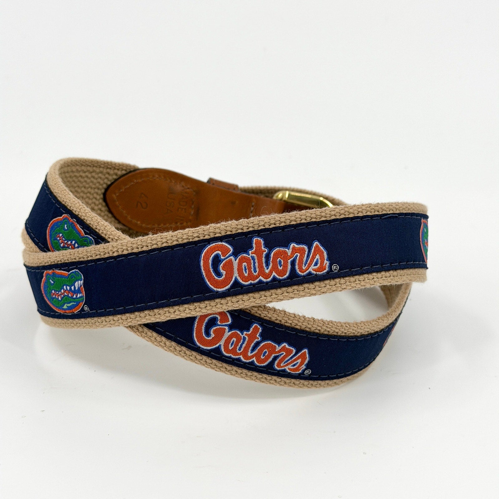 Vintage Y2K Zap-Pro Navy Florida Gators Genuine Leather Ribbon Belt