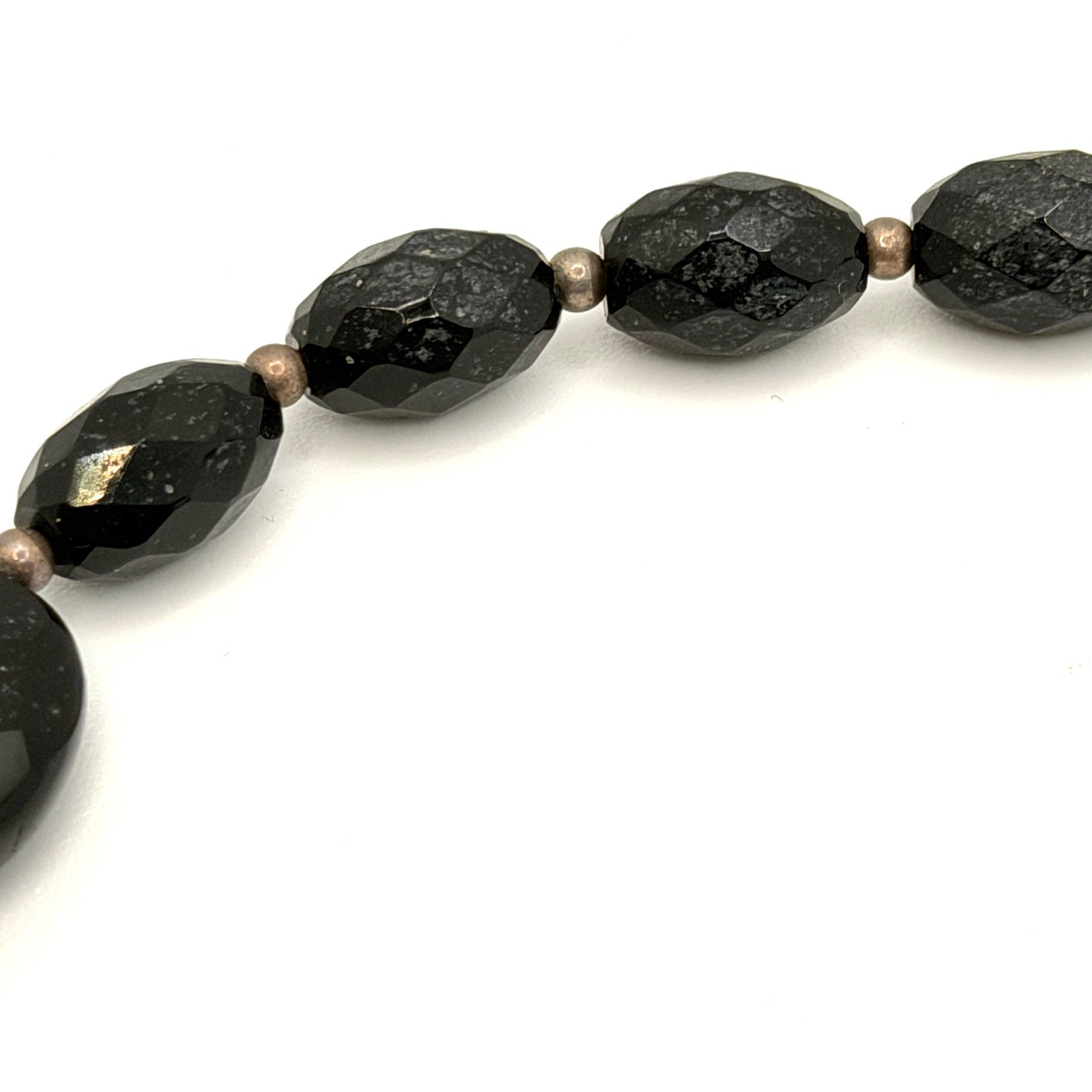 Vintage 90s Black Onyx Faceted Graduated Statement Necklace