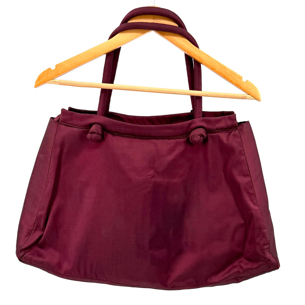 Vintage Y2K Iridescent Purple Padded Silk Asian Style Tote Handbag