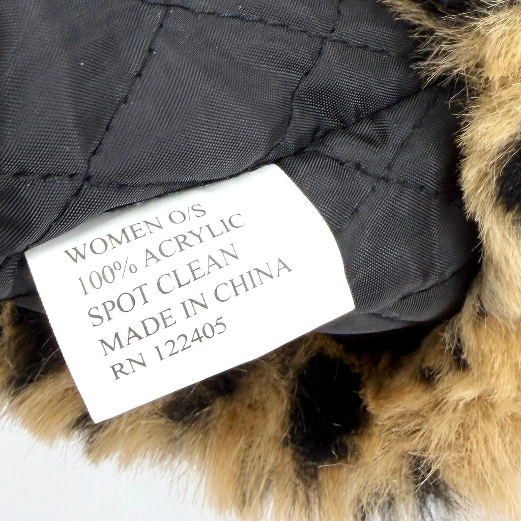 San Diego Hat Company Brown Black Leopard Faux Fur Winter Cloche Hat