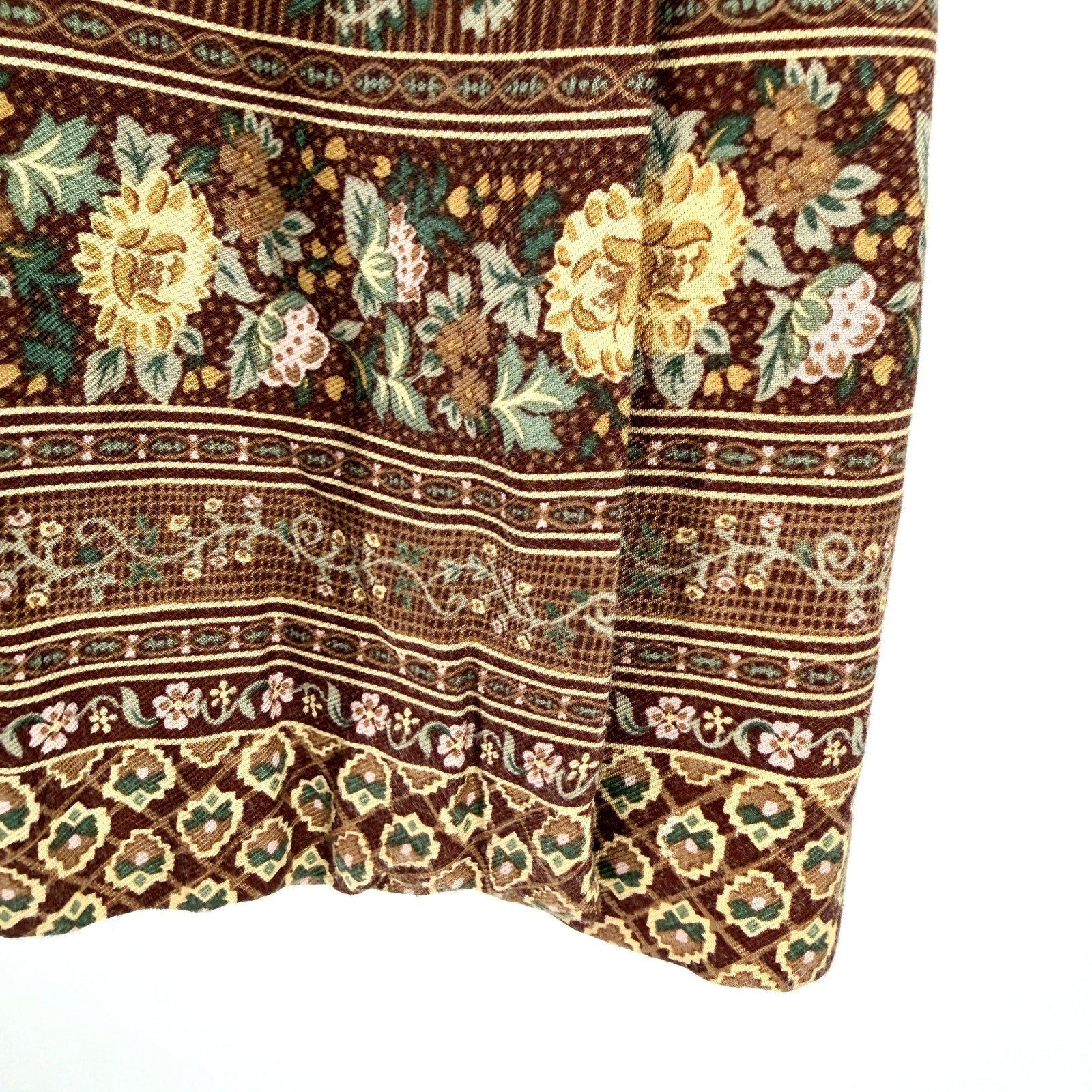 Vintage 90s Hunt Club Brown Floral Cottage Core Tapestry Print Mini Wrap Skirt