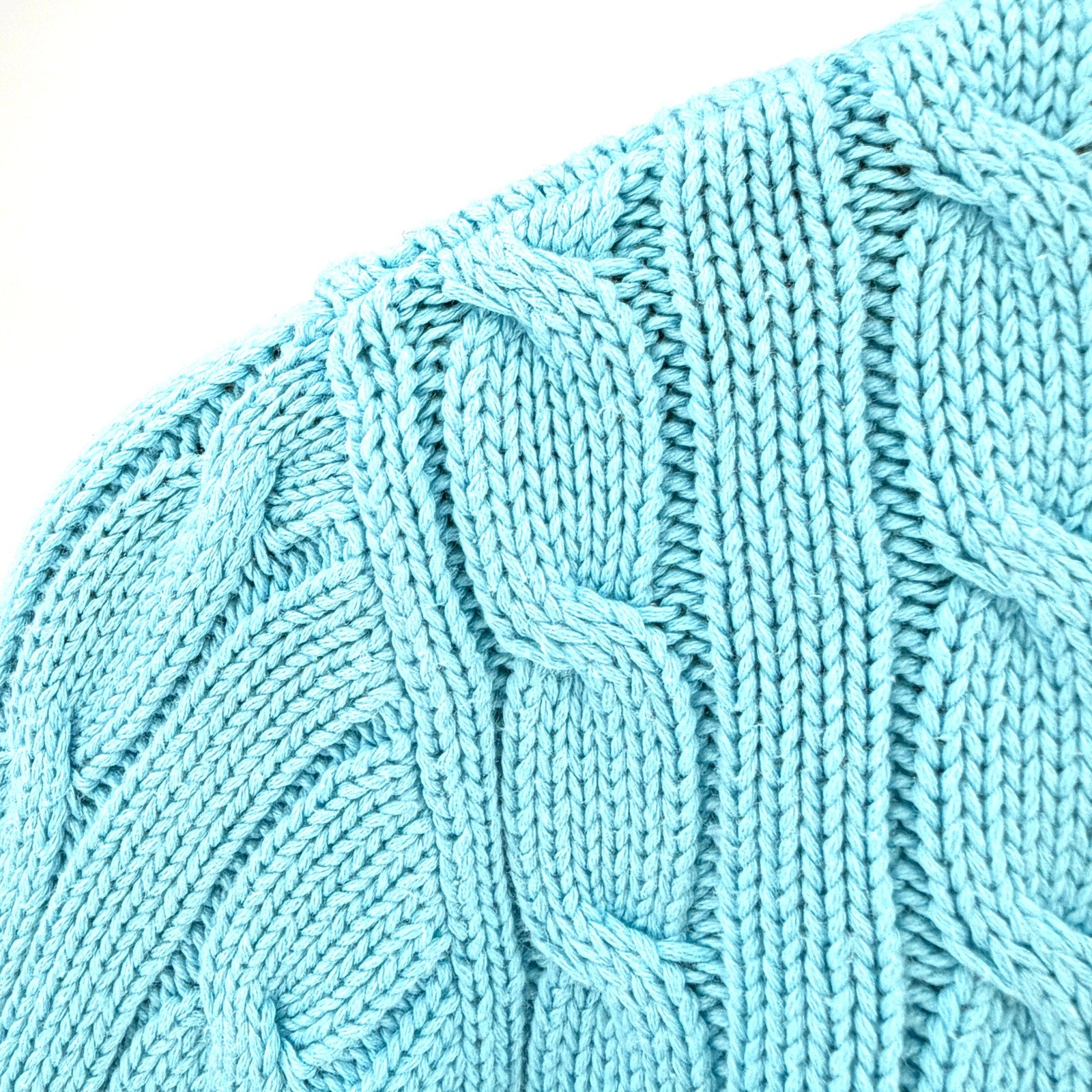 Vintage Y2K Ralph Lauren Light Blue 100% Cotton Cable Knit Sweater