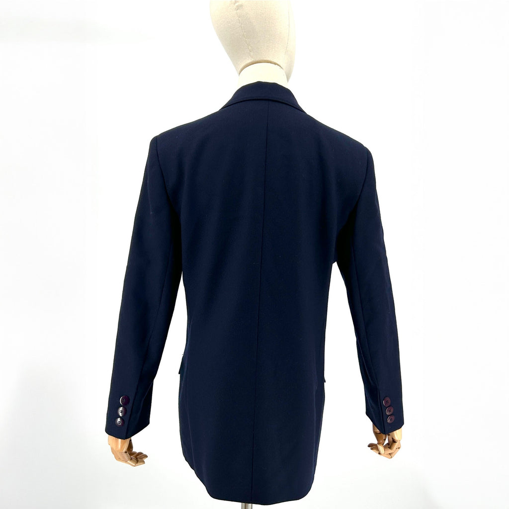 Vintage 80s Giorgio Sant Angelo Navy Blue 100% Wool Double Breasted Blazer