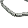 Vintage 90s Silver Grey Hematite Cube Geometric Loose Bead Strand