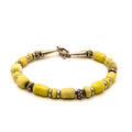 Vintage 90s Yellow Sterling Silver Jasper Southwest Stamped Toggle Bracelet